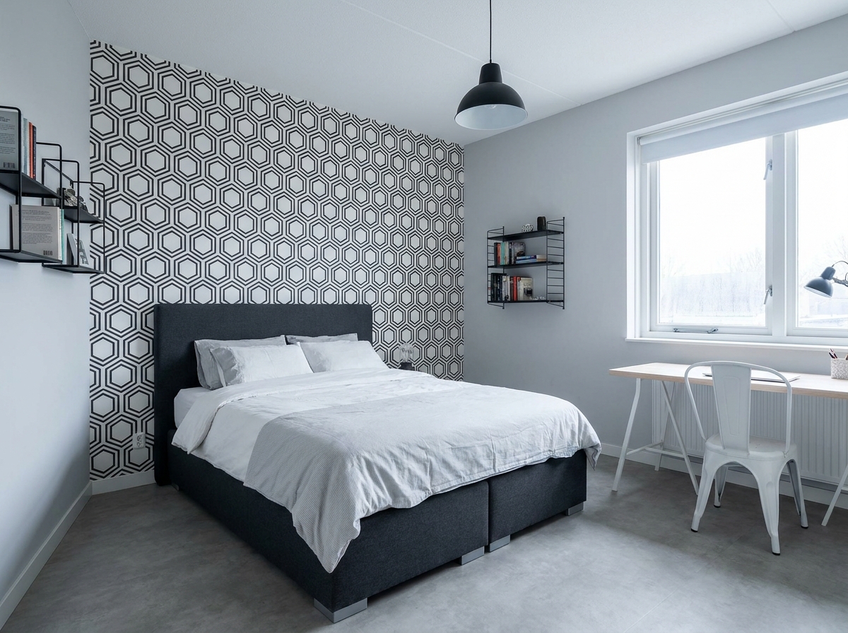Sukupuolineutraali geometrinen — harmaa musta valkoinen Homeify AI
